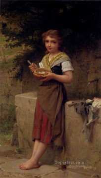 La Jeune Paysanne Academic realism girl Emile Munier Oil Paintings